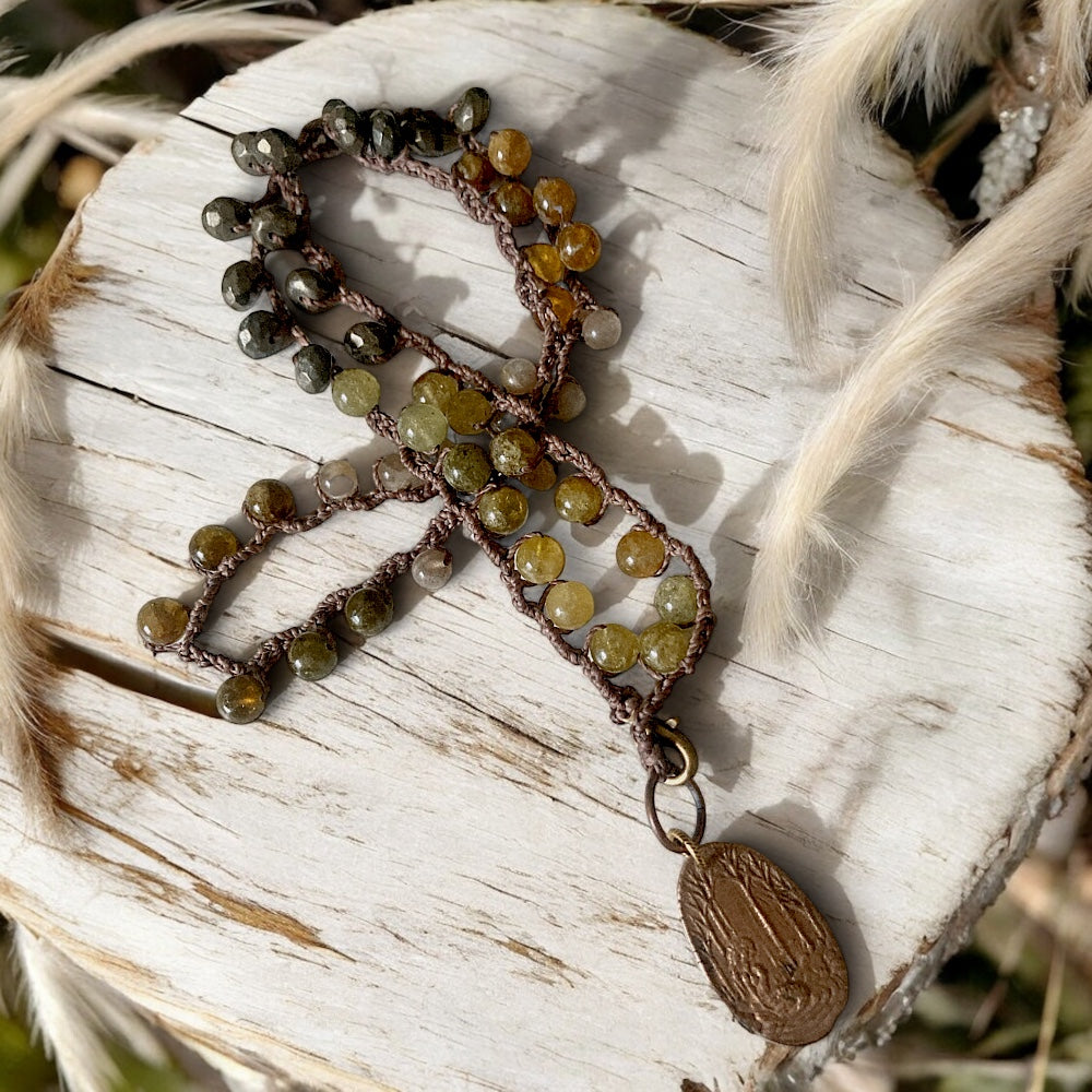 Women’s Bronze Swamp Mermaid Dark Academia Garnet Crochet Necklace