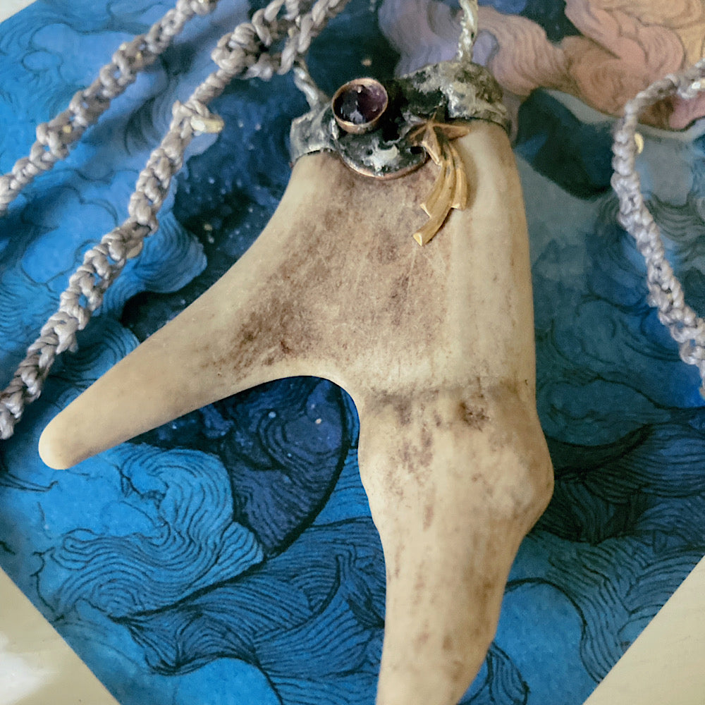 Women’s Summer Soldered Antler Shooting Star Sterling Silver Crochet Necklace