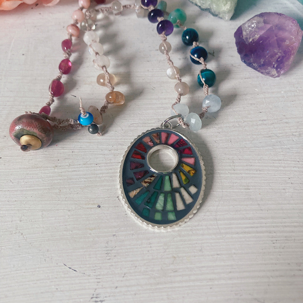 Women’s Mosaic Rainbow Surfer Beach-Boho Yoga Knotted Necklace