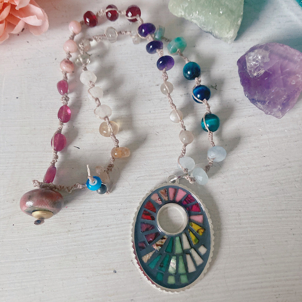 Women’s Mosaic Rainbow Surfer Beach-Boho Yoga Knotted Necklace