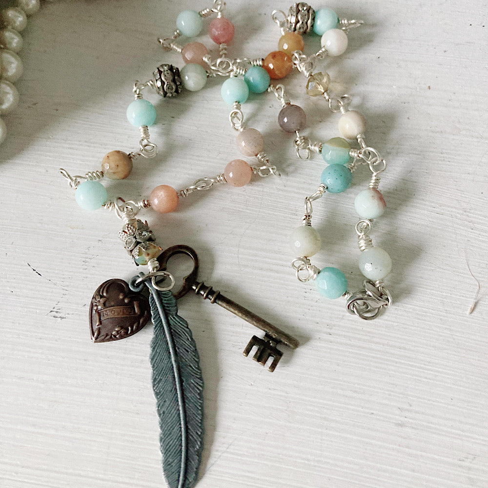 Women’s Shabby Charm Rosary Necklace