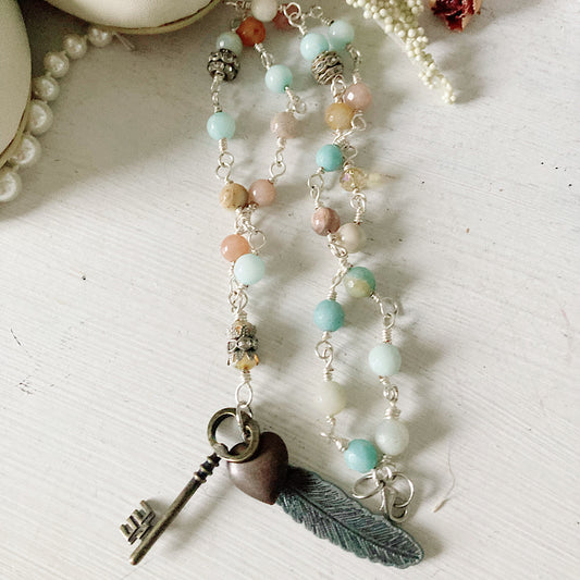 Women’s Shabby Charm Rosary Necklace