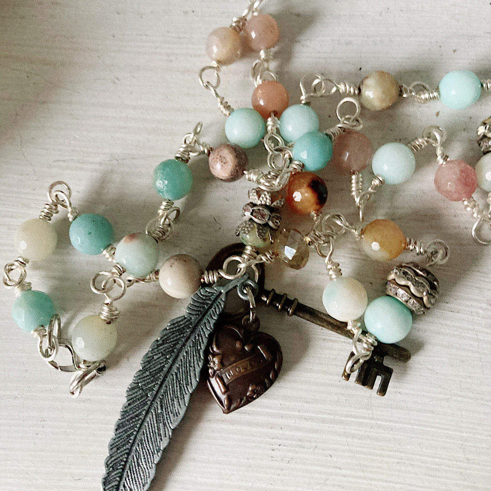 Women’s Shabby Charm Rosary Necklace