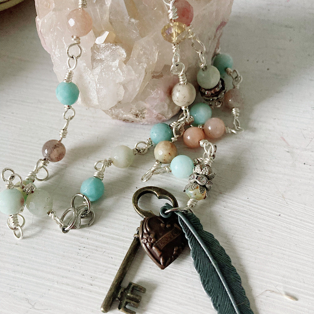 Women’s Shabby Charm Rosary Necklace