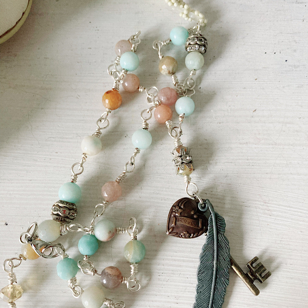 Women’s Shabby Charm Rosary Necklace