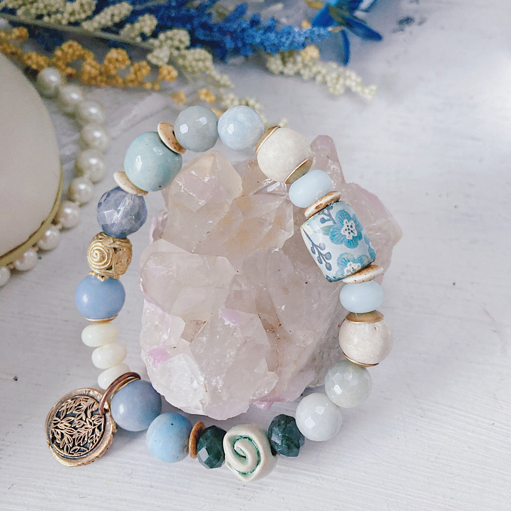 Pulsera elástica Shabby Boho para mujer