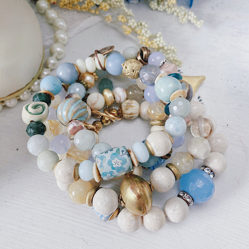 Pulsera elástica Shabby Boho para mujer