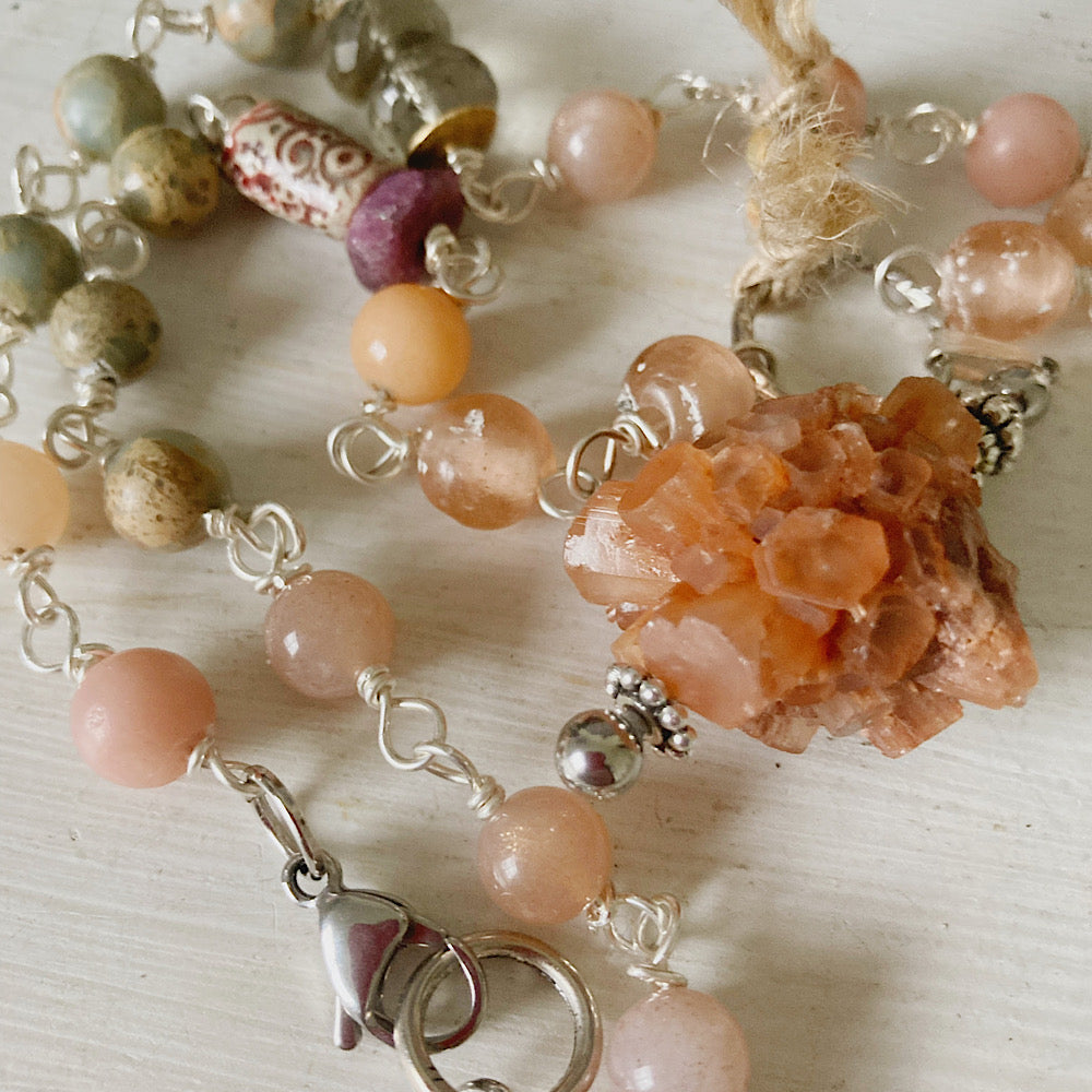 Women’s Mystical Aragonite Desert Rosary Necklace