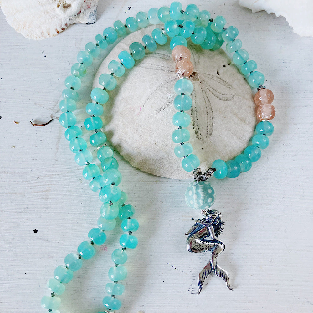 Women’s Aqua Gemstone Knotted Mermaid Necklace