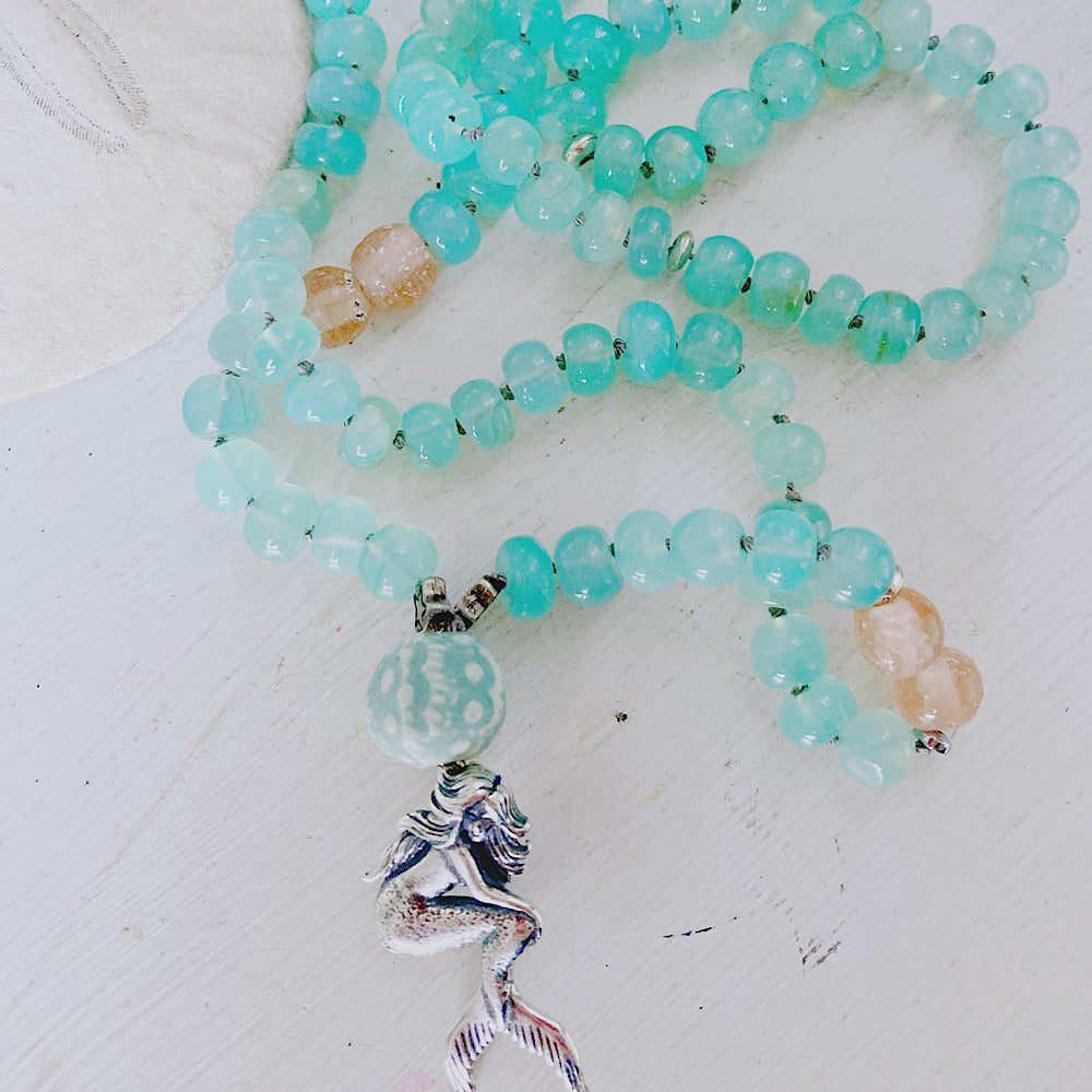 Women’s Aqua Gemstone Knotted Mermaid Necklace