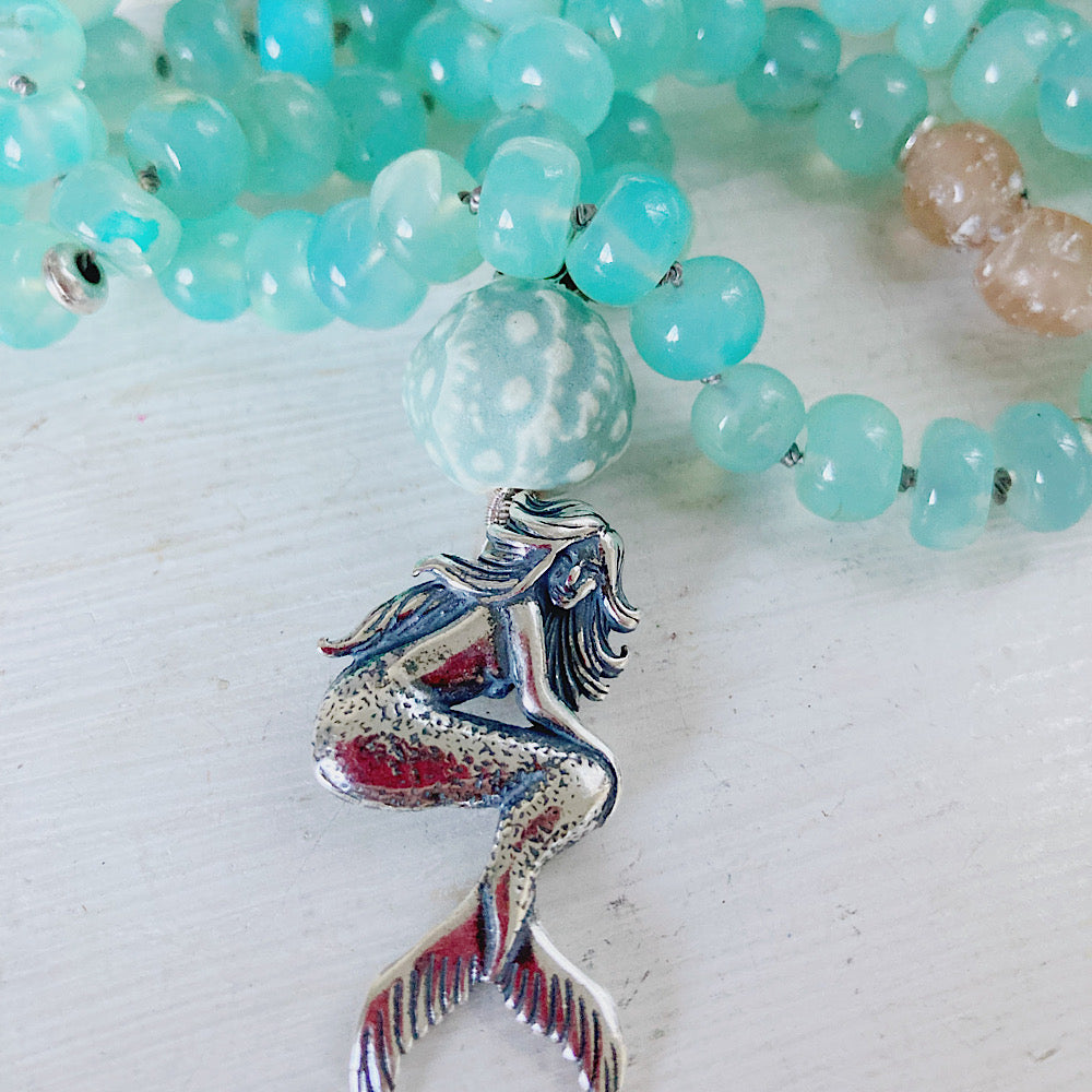 Women’s Aqua Gemstone Knotted Mermaid Necklace