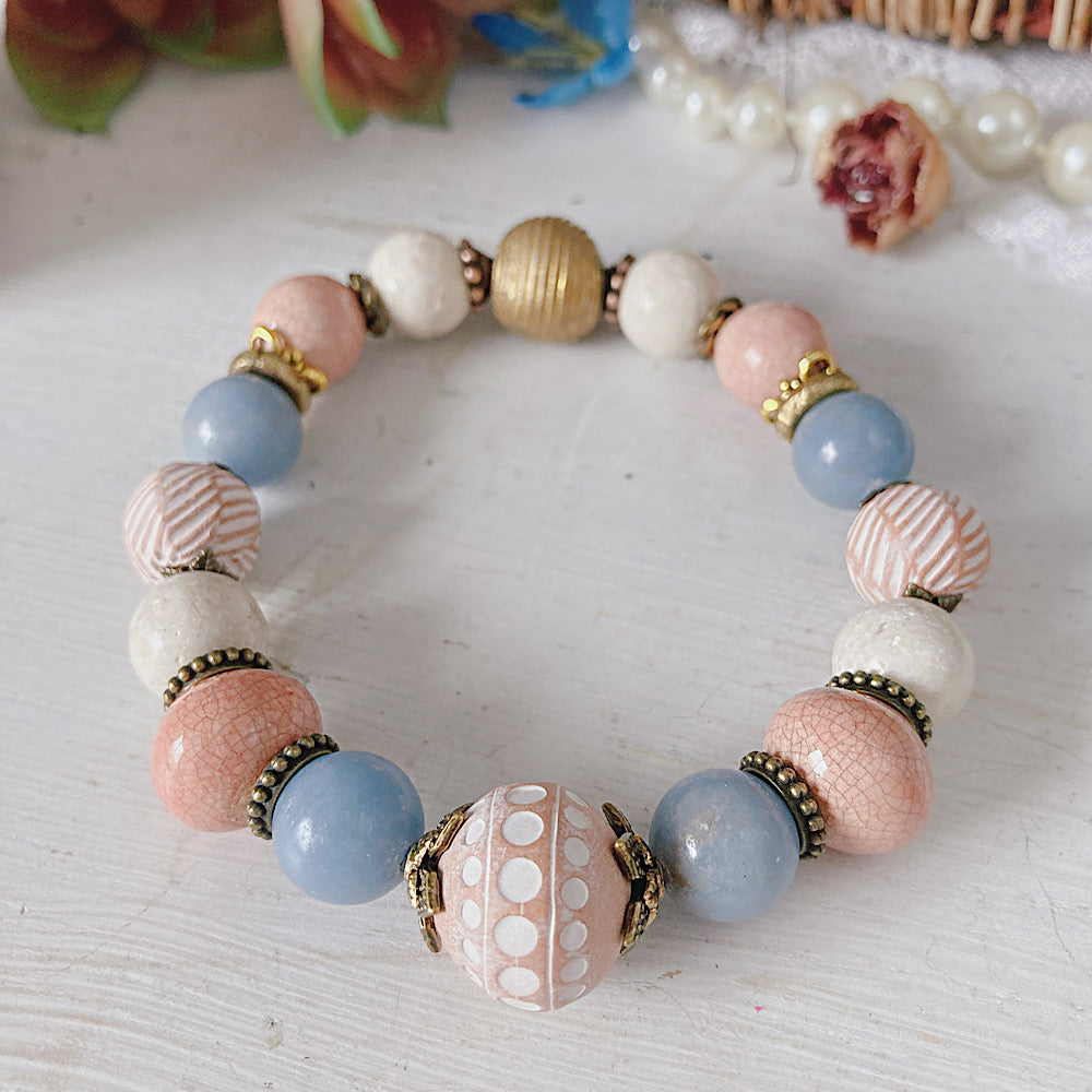 Pulsera elástica de piedras preciosas bohemias para mujer