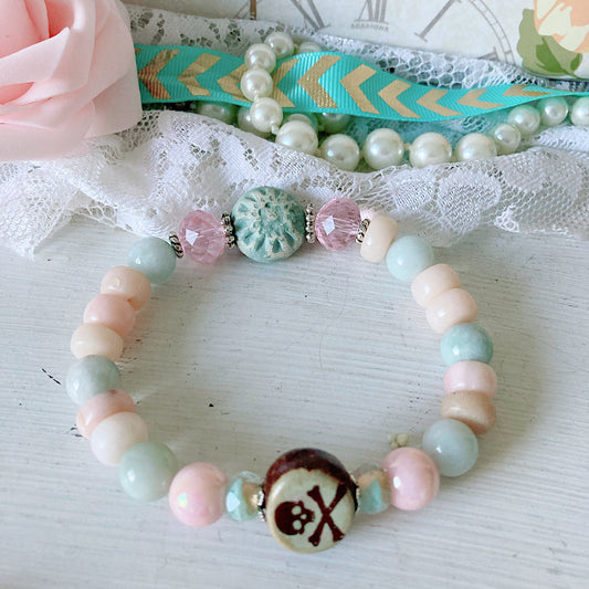 Pulsera elástica pirata en colores pastel Shabby Whimsigoth para mujer