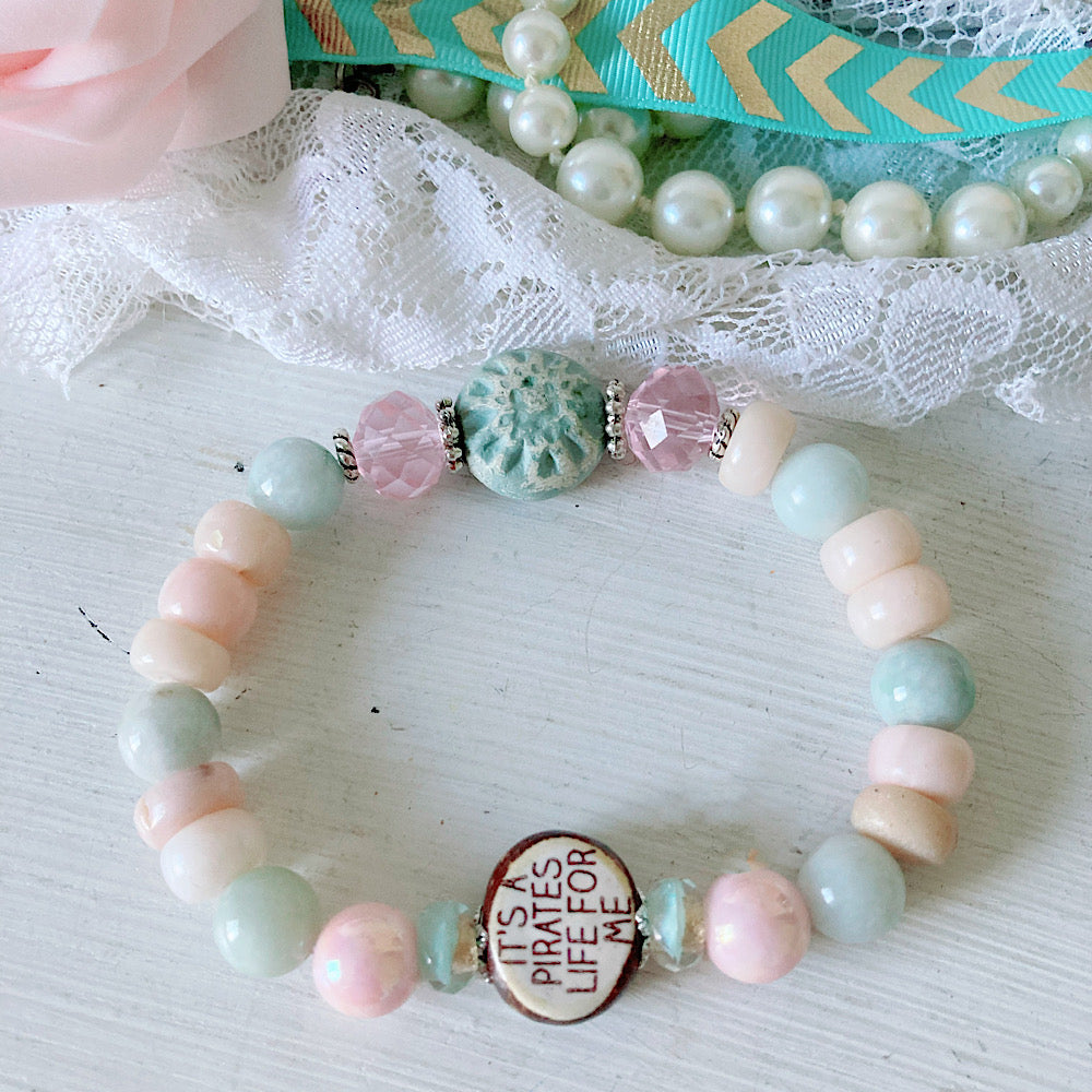 Pulsera elástica pirata en colores pastel Shabby Whimsigoth para mujer