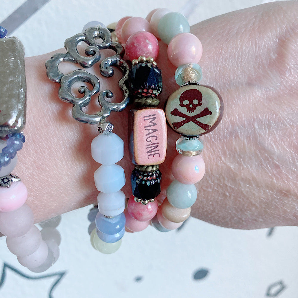 Pulsera elástica pirata en colores pastel Shabby Whimsigoth para mujer