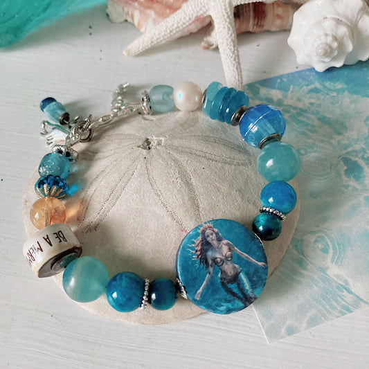 Women’s Summer Mermaid Coastal Beach Surfer BohoGlam Clasp Bracelet