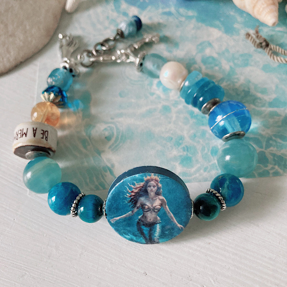 Women’s Summer Mermaid Coastal Beach Surfer BohoGlam Clasp Bracelet