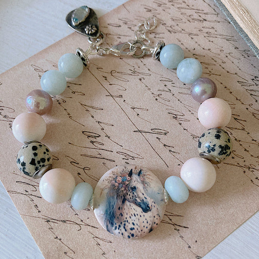 Women’s Summer Wild Horse Talisman Cottagecore Pastel Whimsical Clasp Bracelet