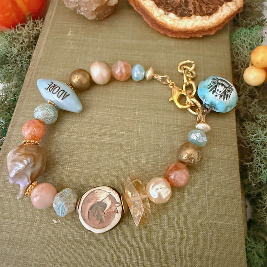 Reserved for VIP: Women’s Fall Cozy Fox Rustic Pearl Cottagecore Clasp Bracelet