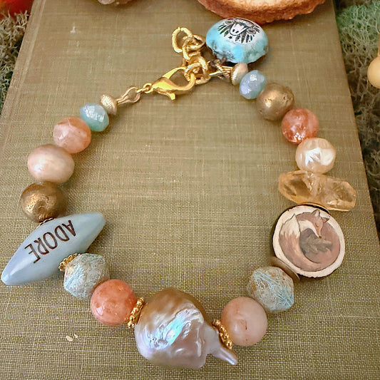 Reserved for VIP: Women’s Fall Cozy Fox Rustic Pearl Cottagecore Clasp Bracelet