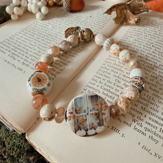 Women’s Fall Cozy Pumpkin Cottagecore Nature Lover’s Stretch Bracelet