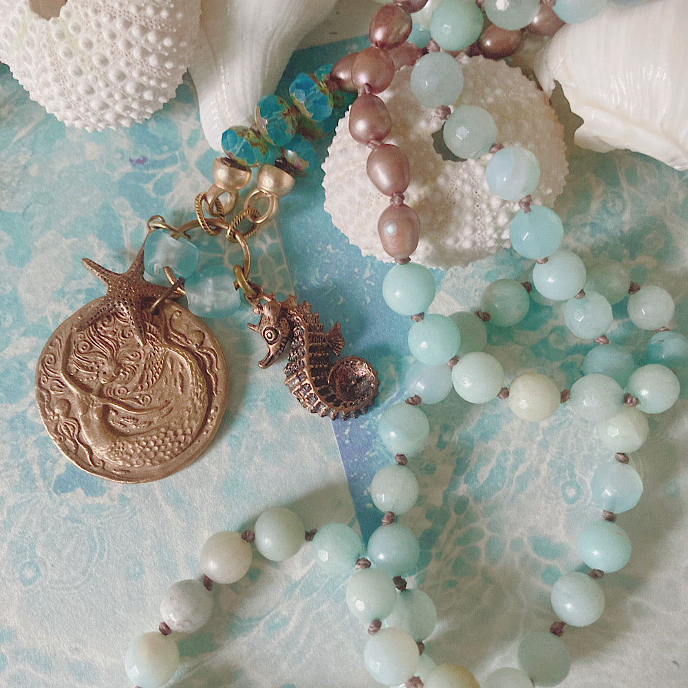 Women’s Beach Mermaid Coastal Charm Talisman Surfer Boho Knotted Necklace