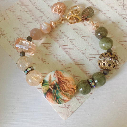 Women’s Fall Harvest Queen Mystical Cycle Cottagecore Nature Inspired Clasp Bracelet