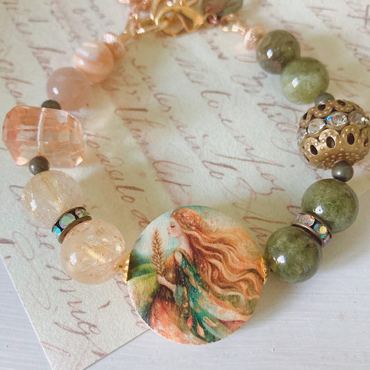 Women’s Fall Harvest Queen Mystical Cycle Cottagecore Nature Inspired Clasp Bracelet