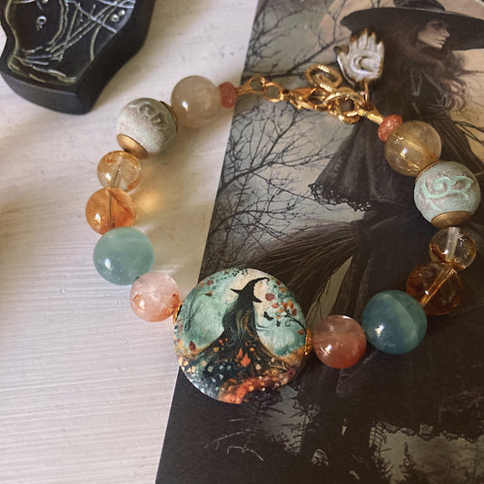 Reserved for a VIP: Women’s Autumn Witch Mystical Talisman Halloween Clasp Bracelet