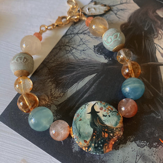 Reserved for a VIP: Women’s Autumn Witch Mystical Talisman Halloween Clasp Bracelet
