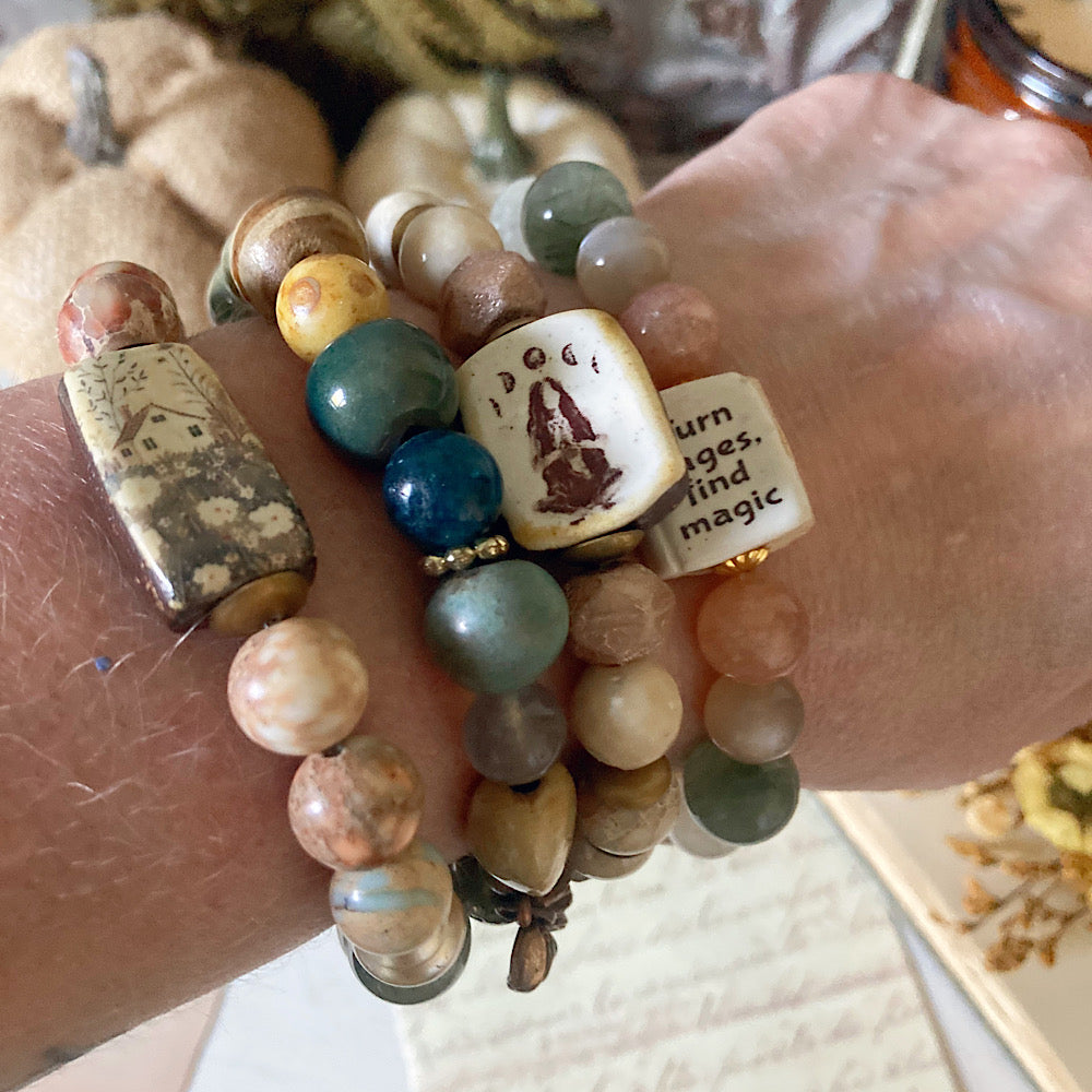 Women’s Fall Nature Witch Spellbook Mystical Soft Stretch Bracelet