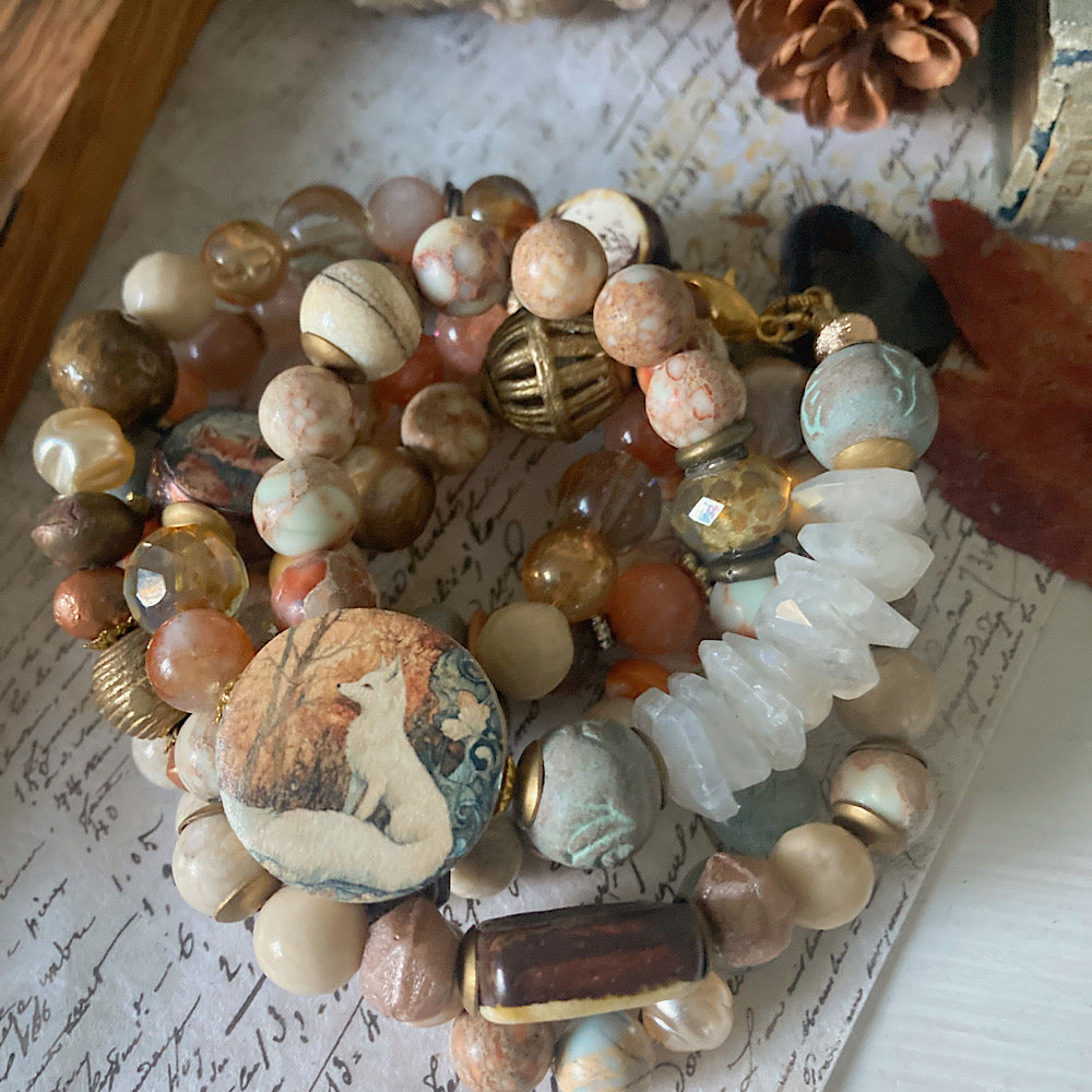 Reserved for S: Women’s Winter Snow Fox Animal Spirit Talisman Mystical Clasp Bracelet