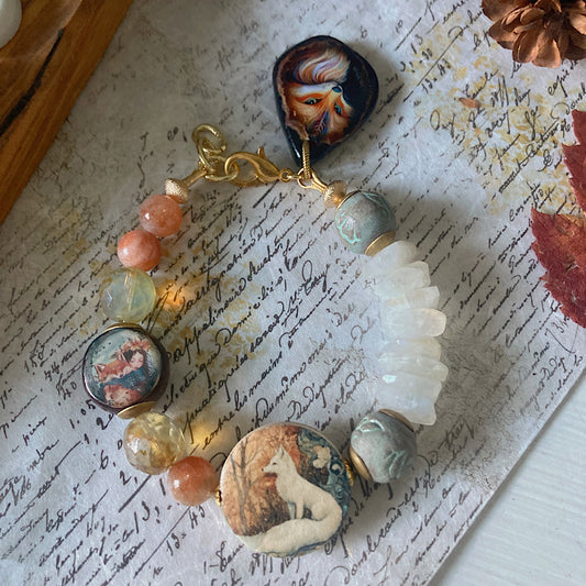 Reserved for S: Women’s Winter Snow Fox Animal Spirit Talisman Mystical Clasp Bracelet