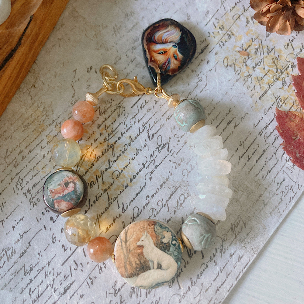 Reserved for S: Women’s Winter Snow Fox Animal Spirit Talisman Mystical Clasp Bracelet