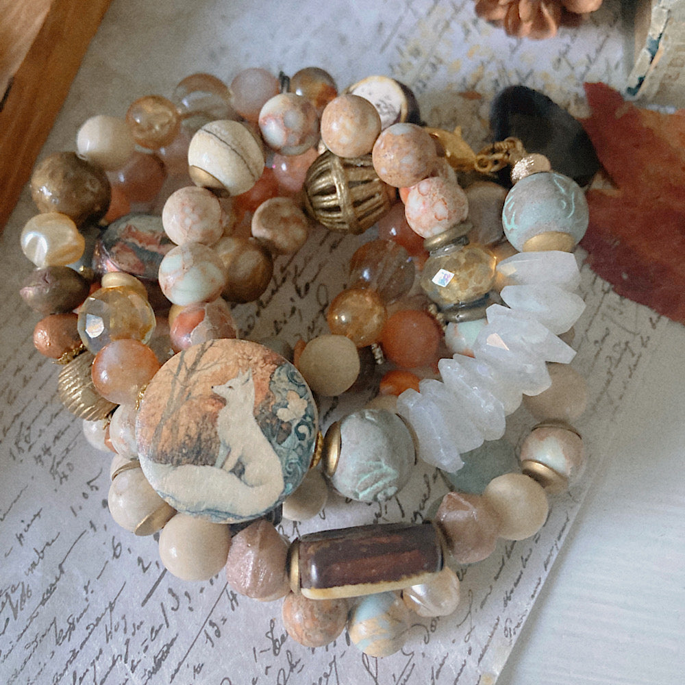 Reserved for S: Women’s Winter Snow Fox Animal Spirit Talisman Mystical Clasp Bracelet