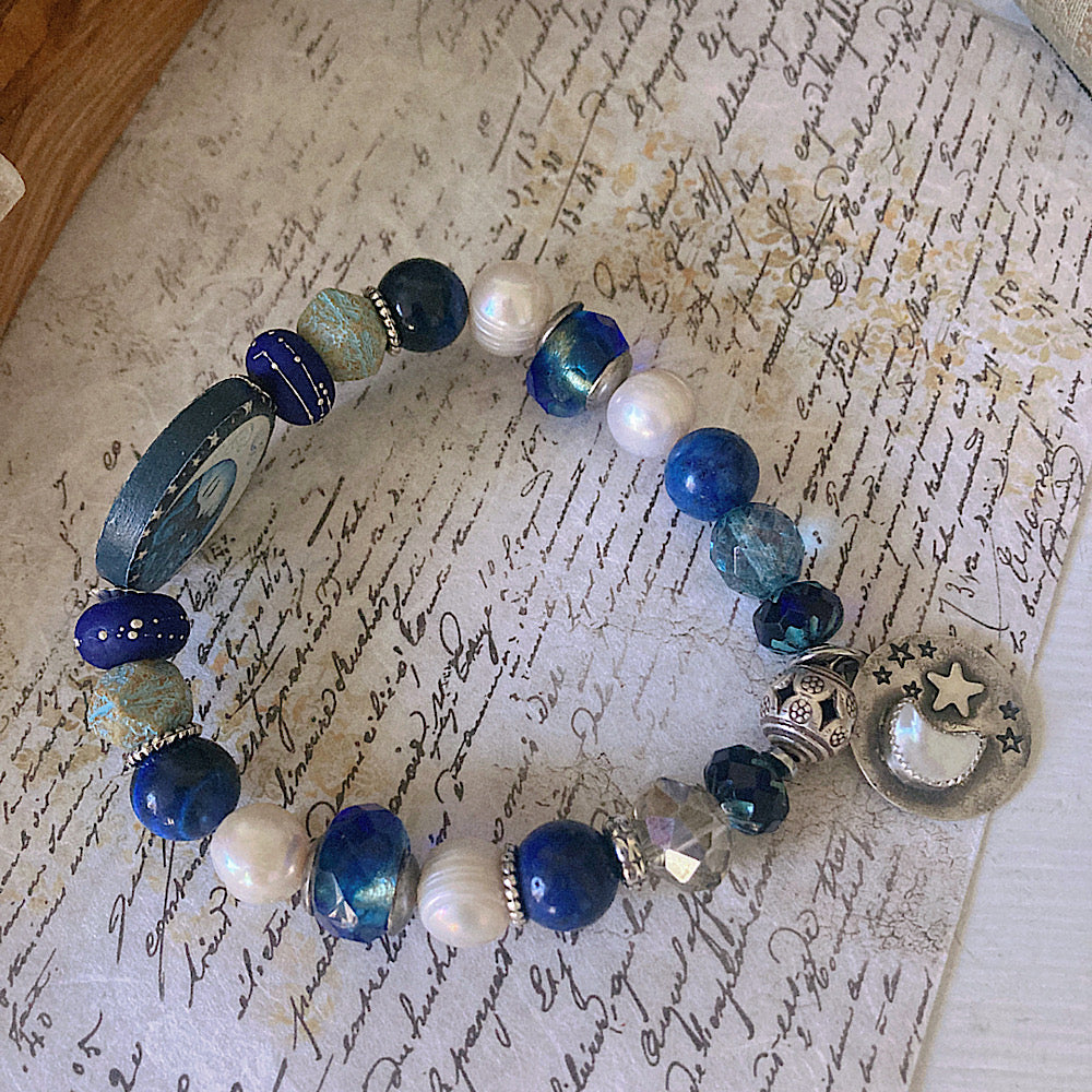 Reserved for L: Women’s Winter Solstice Celestial Luna Talisman Mystical Moon Magick Stretch Bracelet