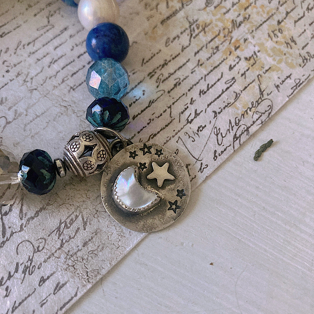 Reserved for L: Women’s Winter Solstice Celestial Luna Talisman Mystical Moon Magick Stretch Bracelet