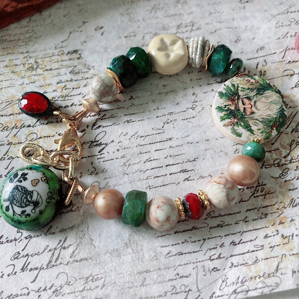 Women’s Winter Holly King Celtic Nature Inspired Solstice Clasp Bracelet