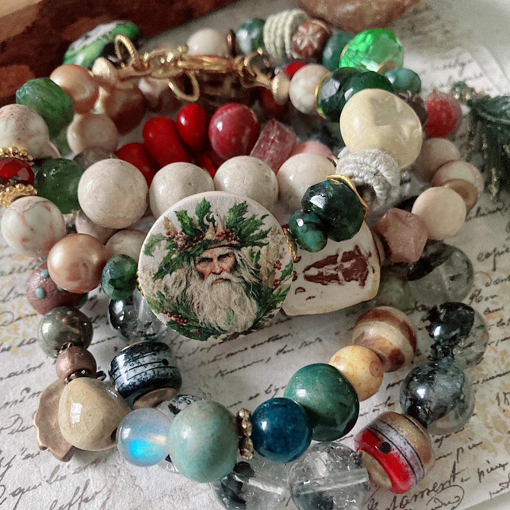 Women’s Winter Holly King Celtic Nature Inspired Solstice Clasp Bracelet