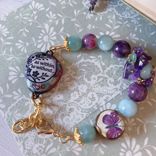 Women’s Spring Pastel Witchy Harmony Lepidolite Clasp Bracelet