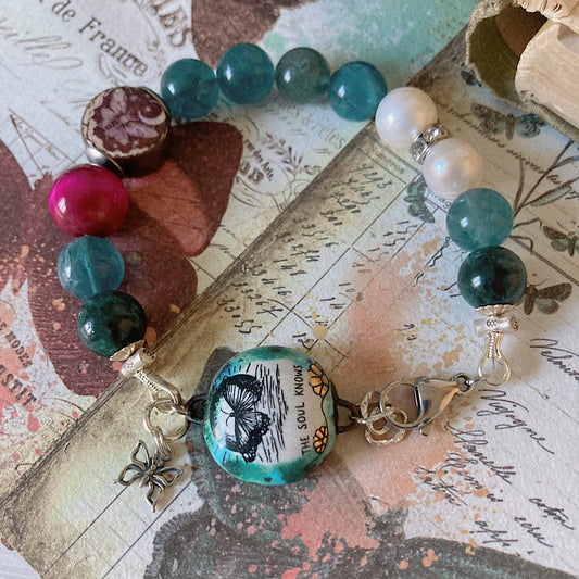 Women’s Spring Butterfly Whimsical Fluorite Talisman Clasp Bracelet