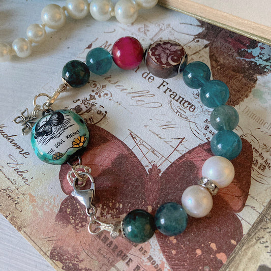 Women’s Spring Butterfly Whimsical Fluorite Talisman Clasp Bracelet