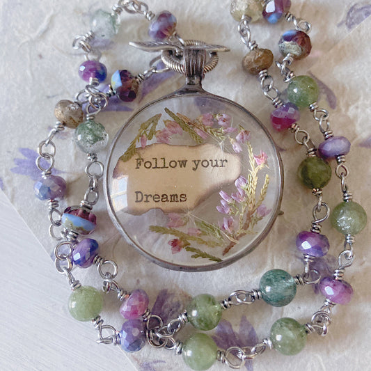 Women’s Wild Heather Talisman Cottagecore Whimsi Witchy Rosary Necklace