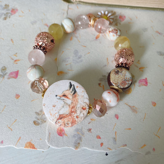 Reserved for a VIP: Women’s Spring Fox and Daisy Talisman Cottagecore Witchy Stretch Bracelet
