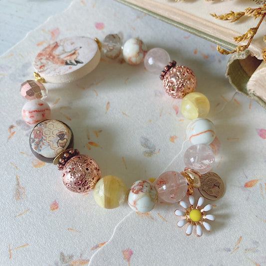 Reserved for a VIP: Women’s Spring Fox and Daisy Talisman Cottagecore Witchy Stretch Bracelet