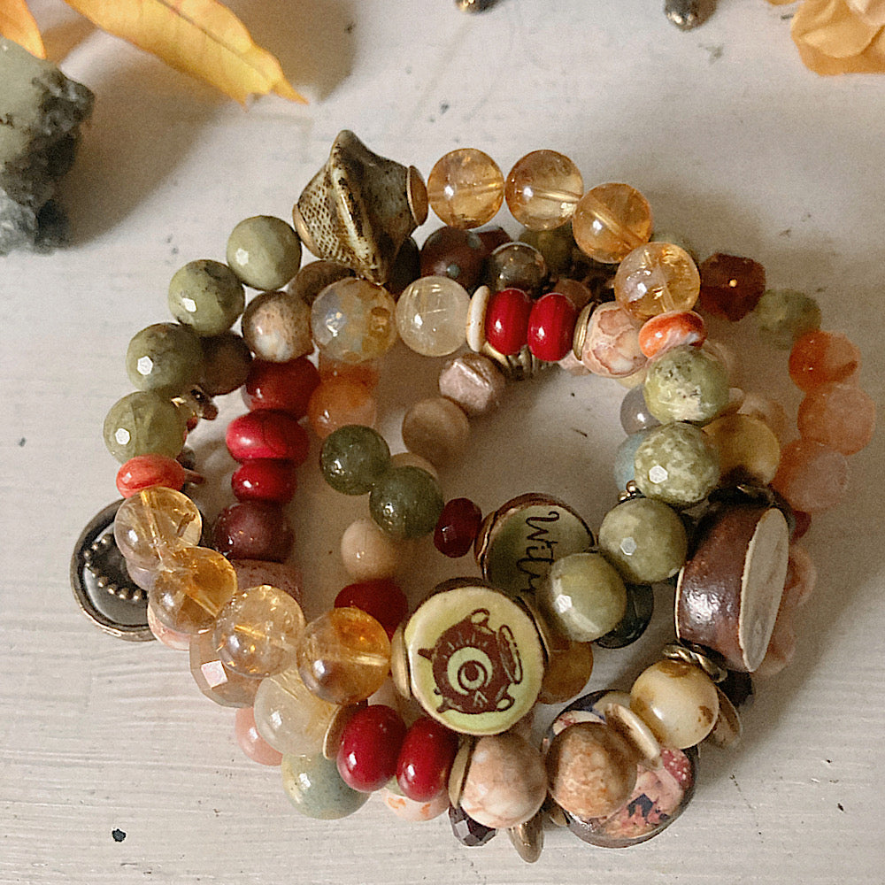 Women’s Cauldron Witchy Earthy Fall Dark Academia Stretch Bracelet