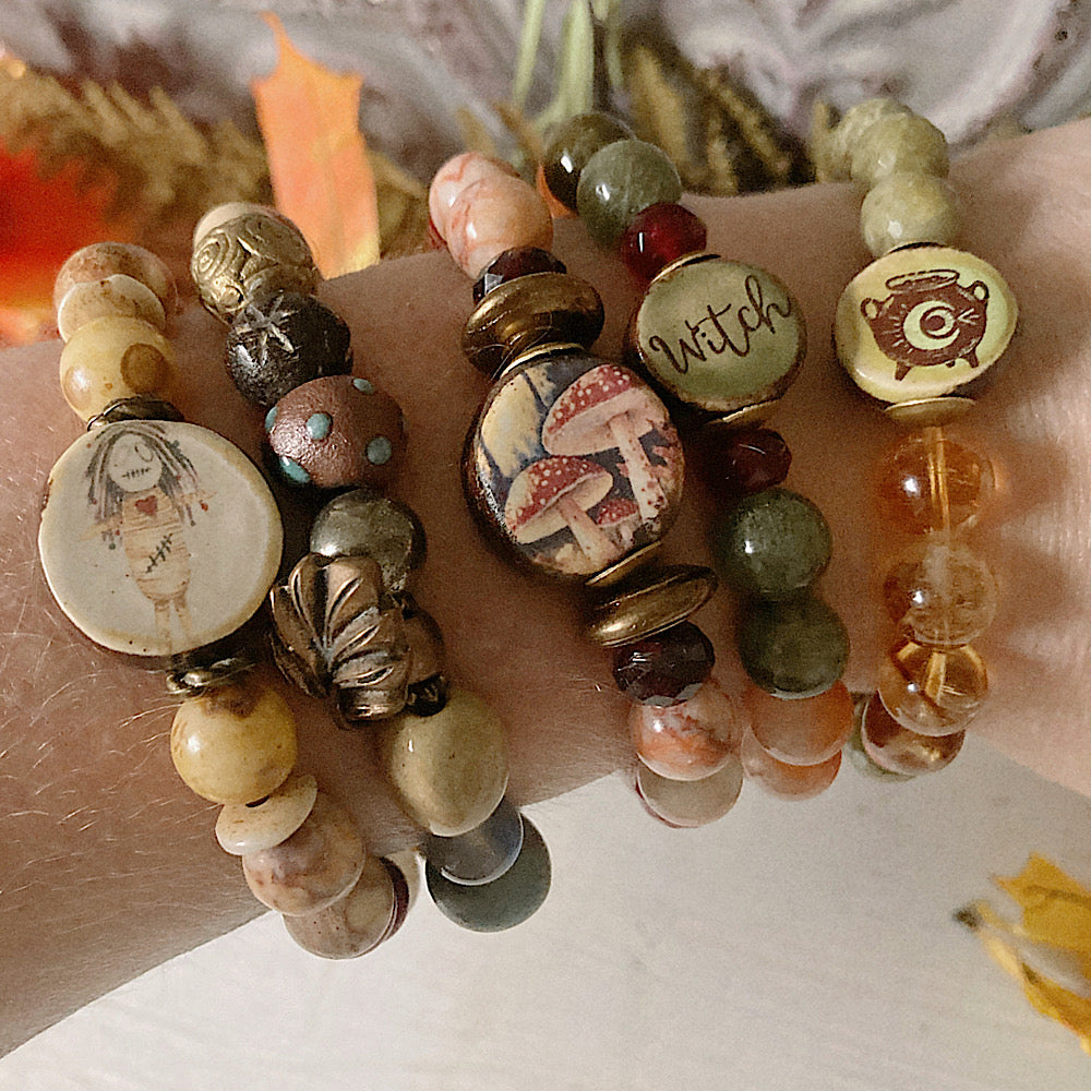 Women’s Cauldron Witchy Earthy Fall Dark Academia Stretch Bracelet