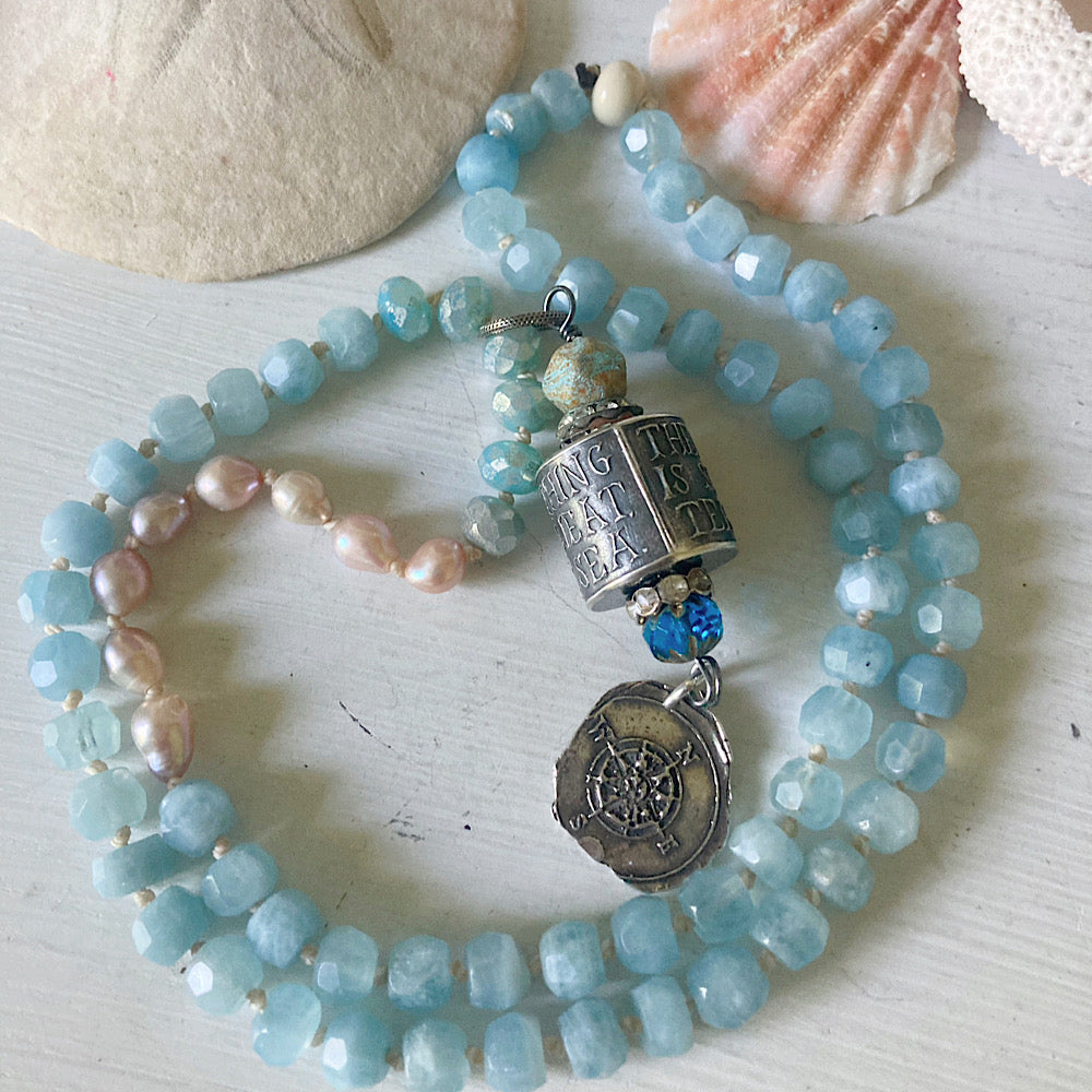 Women’s Summer Beachy Sterling Anne Choi Pearl Ocean Magic Surfer Knotted Necklace