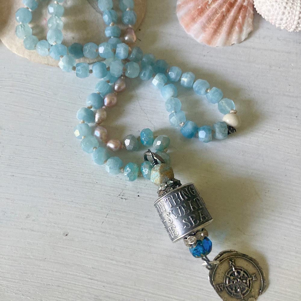 Women’s Summer Beachy Sterling Anne Choi Pearl Ocean Magic Surfer Knotted Necklace