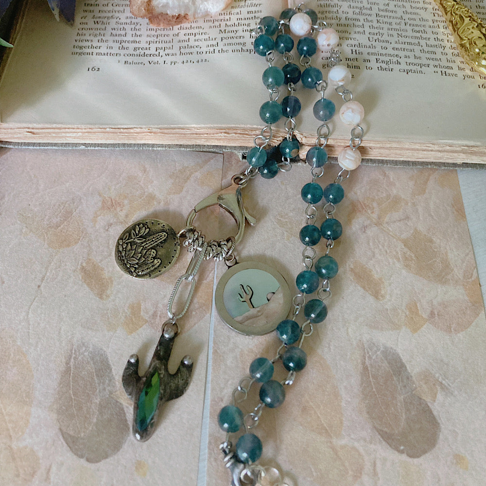 Women’s Summer Desert Oasis Nature Lover’s Talisman Rosary Charm Necklace